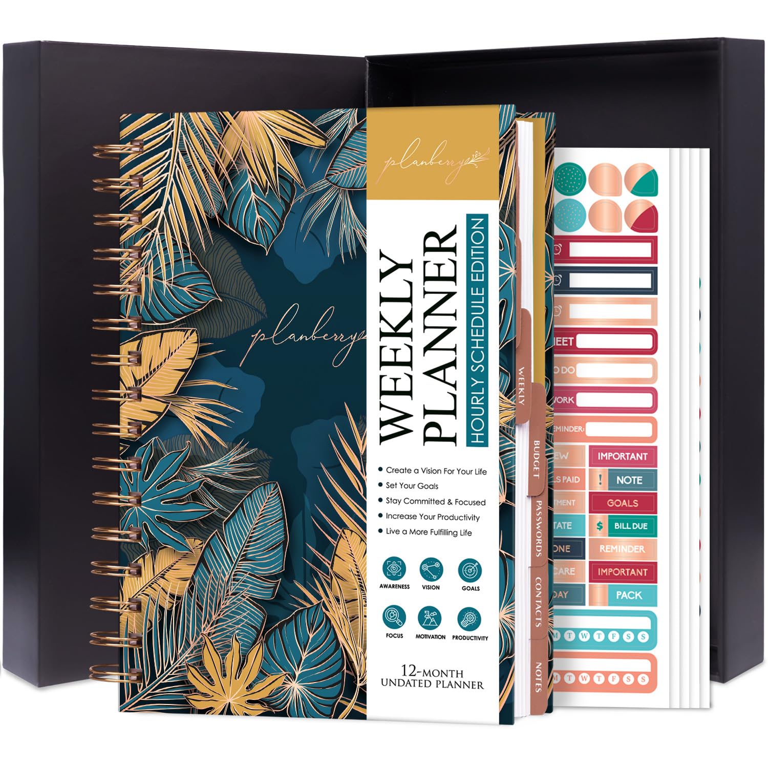 Planberry Planificador De Horarios Premium - Organizador Semanal Sin Fecha-image