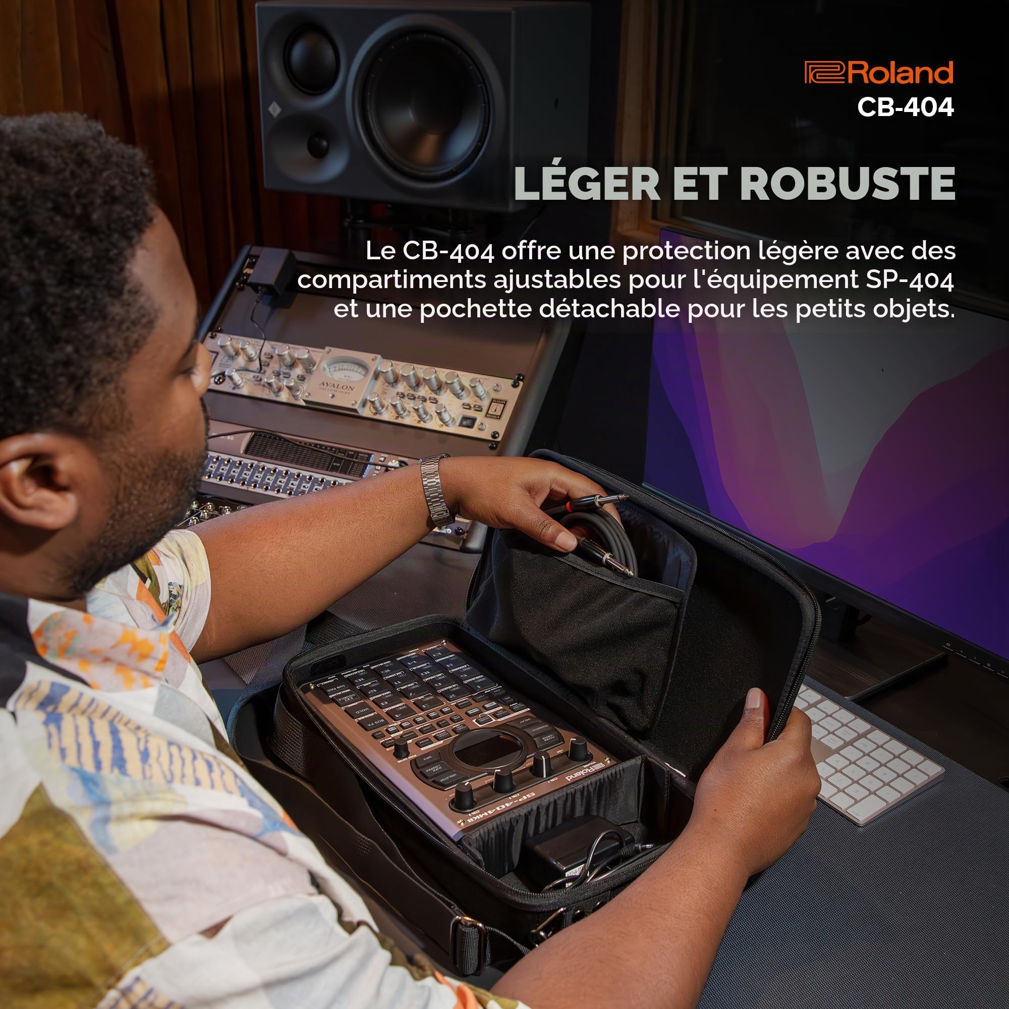Étui de transport CB-404 Roland | Étui de transport officiel dédié aux échantillonneurs SP-404MKII, SP-404A, SP-404SX & SP-404 | Des boutons de personnalisation orange exclusifs | Léger et robuste