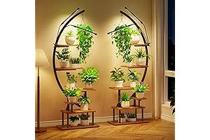 GREENSTELL Half Moon 7-Tiered Plant Stand with Grow Lights
