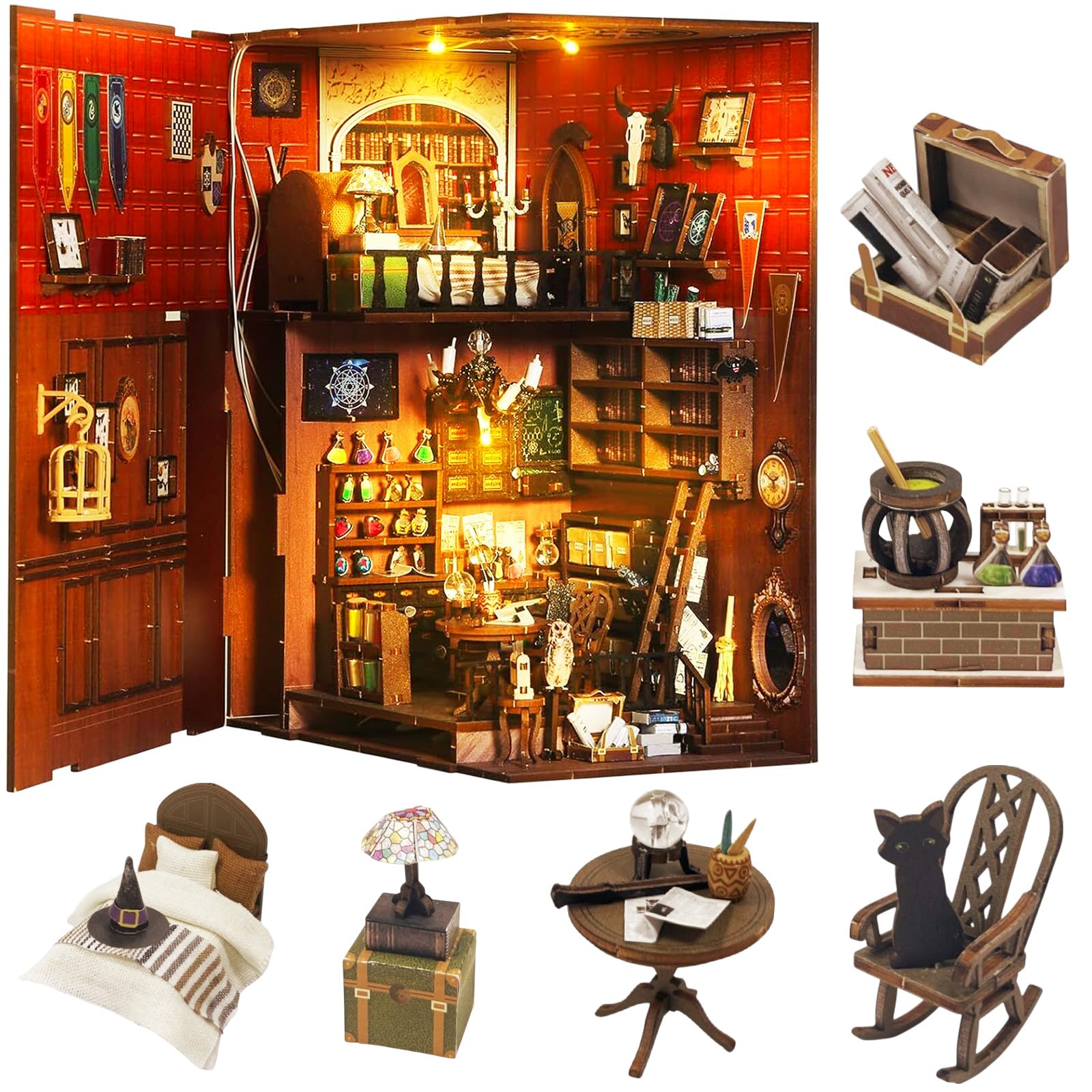 Lycidae DIY Magical World Book Nook Kit - DIY Miniature House mit Licht