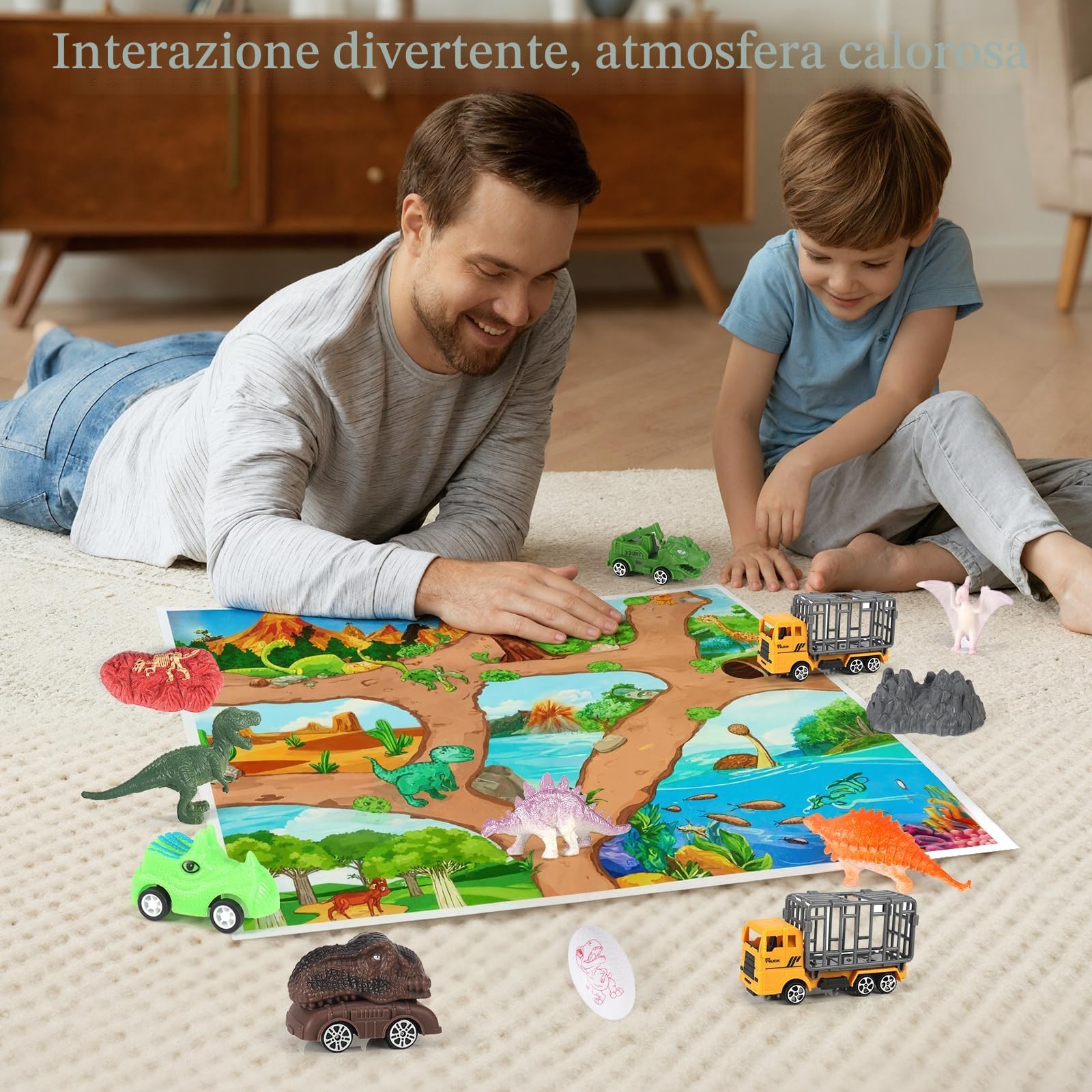 Calendario avvento 2025, Calendario dell'Avvento dei Dinosauri per Bambini - 24 Giorni di Sorprese con Mappa, Dinosauri, Uova e Veicoli, Giocattoli Educativi per bambini a partire dai 4 anni in su