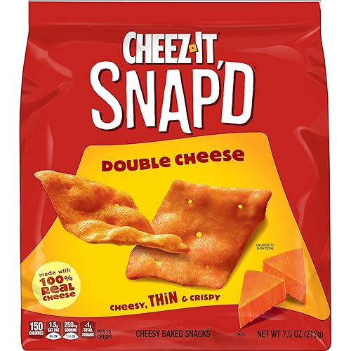 Miniatura 24 de Cheez-It Snap'd, Chips de galletas de queso, patatas fritas finas, aperitivos para el almuerzo, paquete variado, caja de 22.5 onzas (3 bolsas)