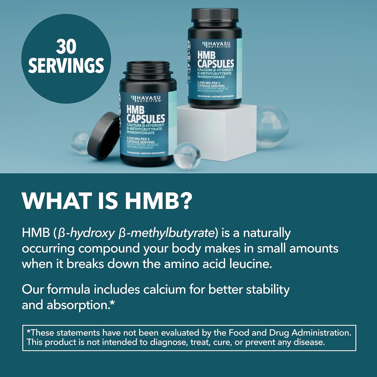 HMB Capsules 2000mg - HMB Supplements for Men and Women - Calcium B-Hydroxy B-Methylbutyrate Monohydrate - 90 Capsules - Supports Muscle Protein Synthesis - Vegan, Non-GMO, Gluten Free - 30 Servings - Image 4