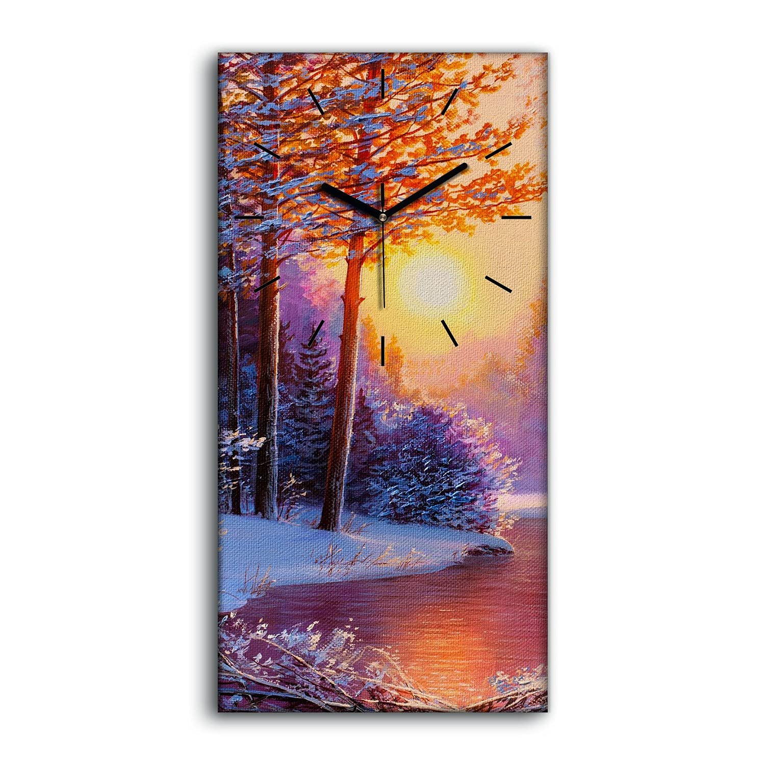 Horloge sur toile silencieuse Arbres et Sunset pour créer un salon zen et chaleureux