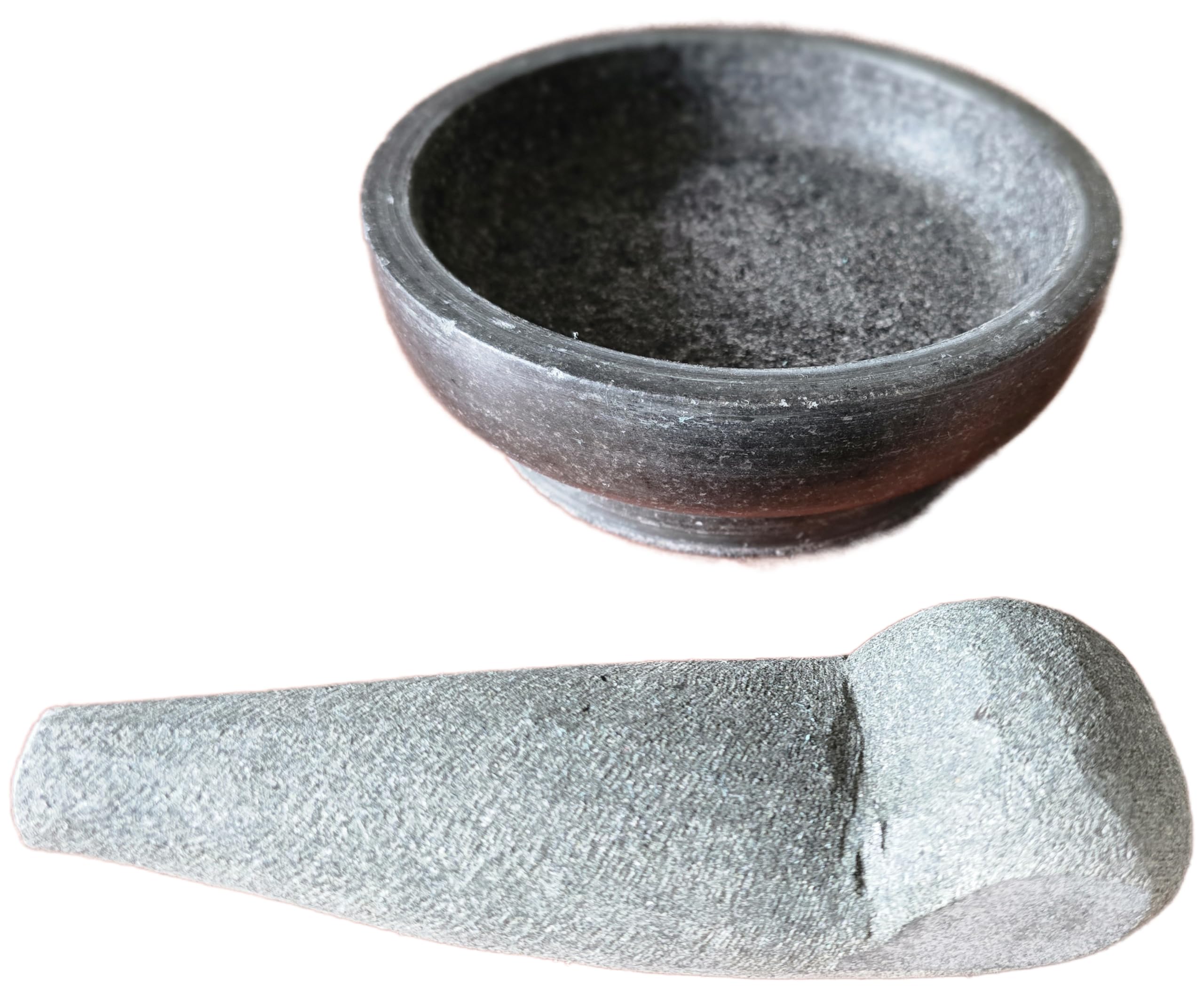 Mortero de granito y mano de mortero muy macizo, diámetro de 20 cm, piedra natural
