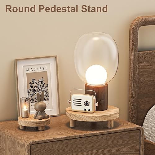 Miniatura 5 de 3 Piezas Soporte de Madera para Plantas Interior Exterior, Elevador Redondo de Madera para Decoración 6810" Taburete de Madera Soporte de Exhibición