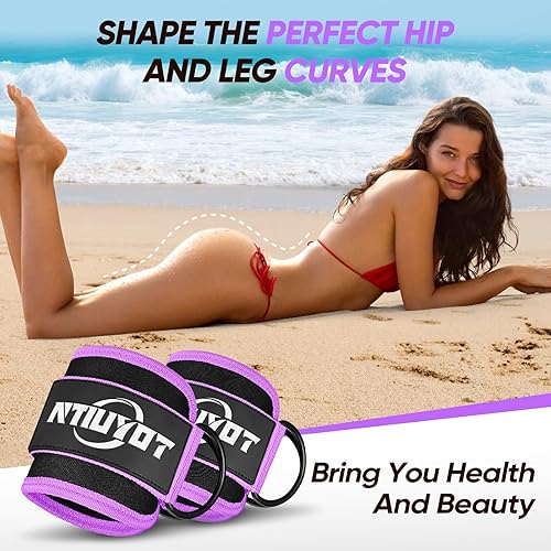 Miniatura 10 de Ankle Resistance Bands with Cuffs, Workout Sets for Women, Resistance Bands for Working Out, Exercise Band for Leg Booty, Home Gym Workout