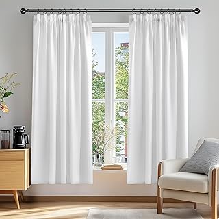 Deconovo Cortina Dormitorio con Aislamiento Termico Tela Lisa Gruesa Color Decoracion Hogar con Bolsillos 2 Paneles 117 x 183 cm Gris Perla