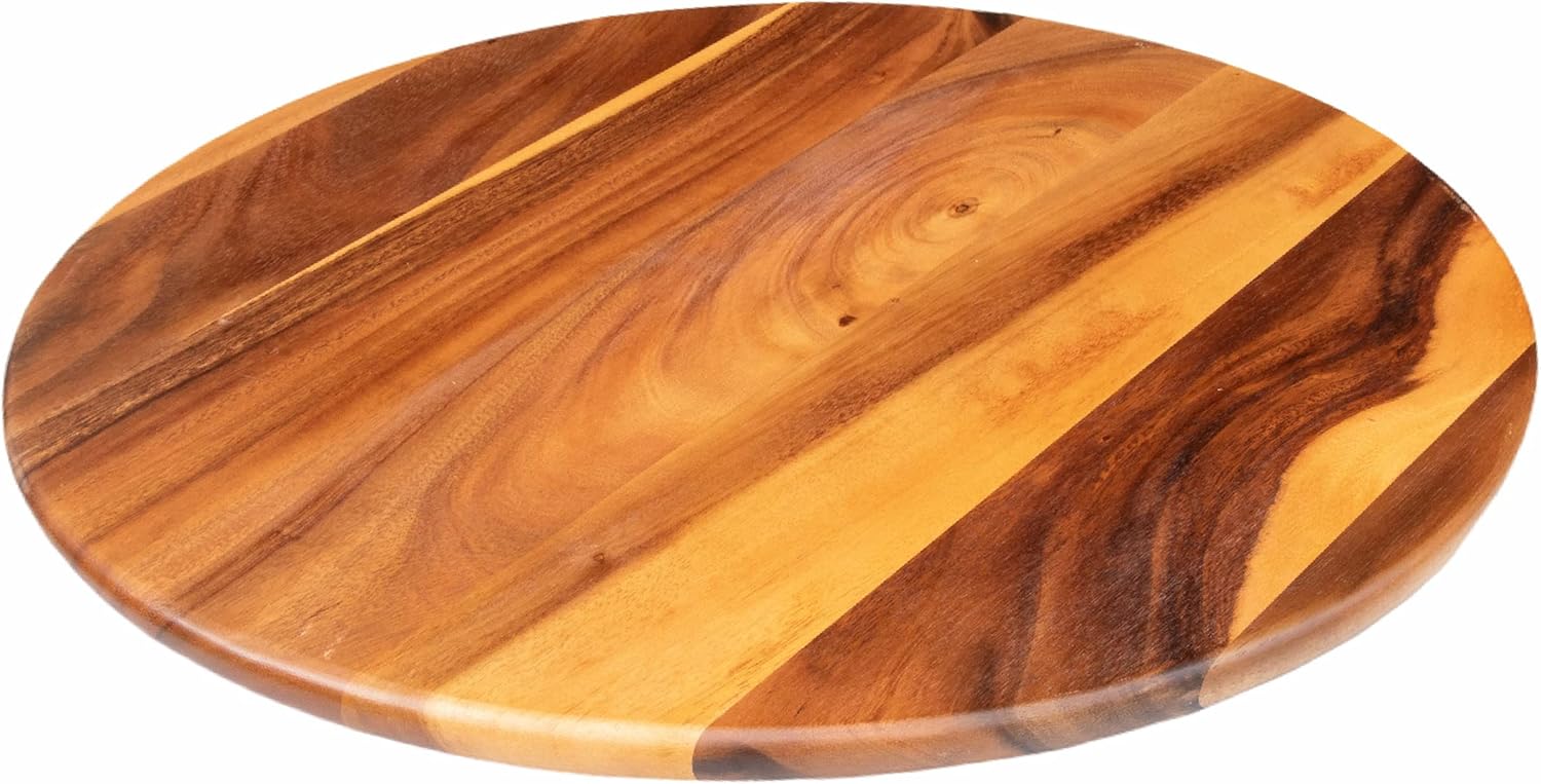 Villa Acacia Lazy Susan - 12 Inch Round Wooden Turntable Organizer for Table, Cabinet or Pantry - Kitchen Essentials for Serving & Storage