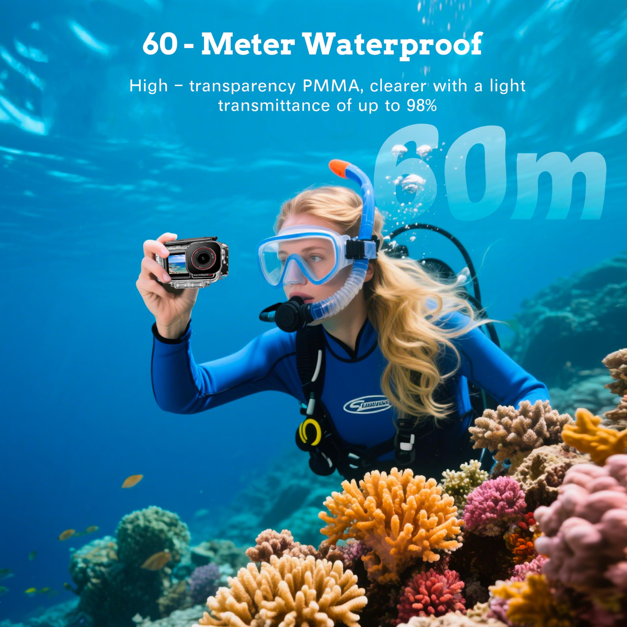Magnetyczna wodoszczelna obudowa do kamery DJI Osmo Action 5 Pro Action 4/3, obudowa podwodna, obsługuje nurkowanie na głębokości 60 m i snorkelingu