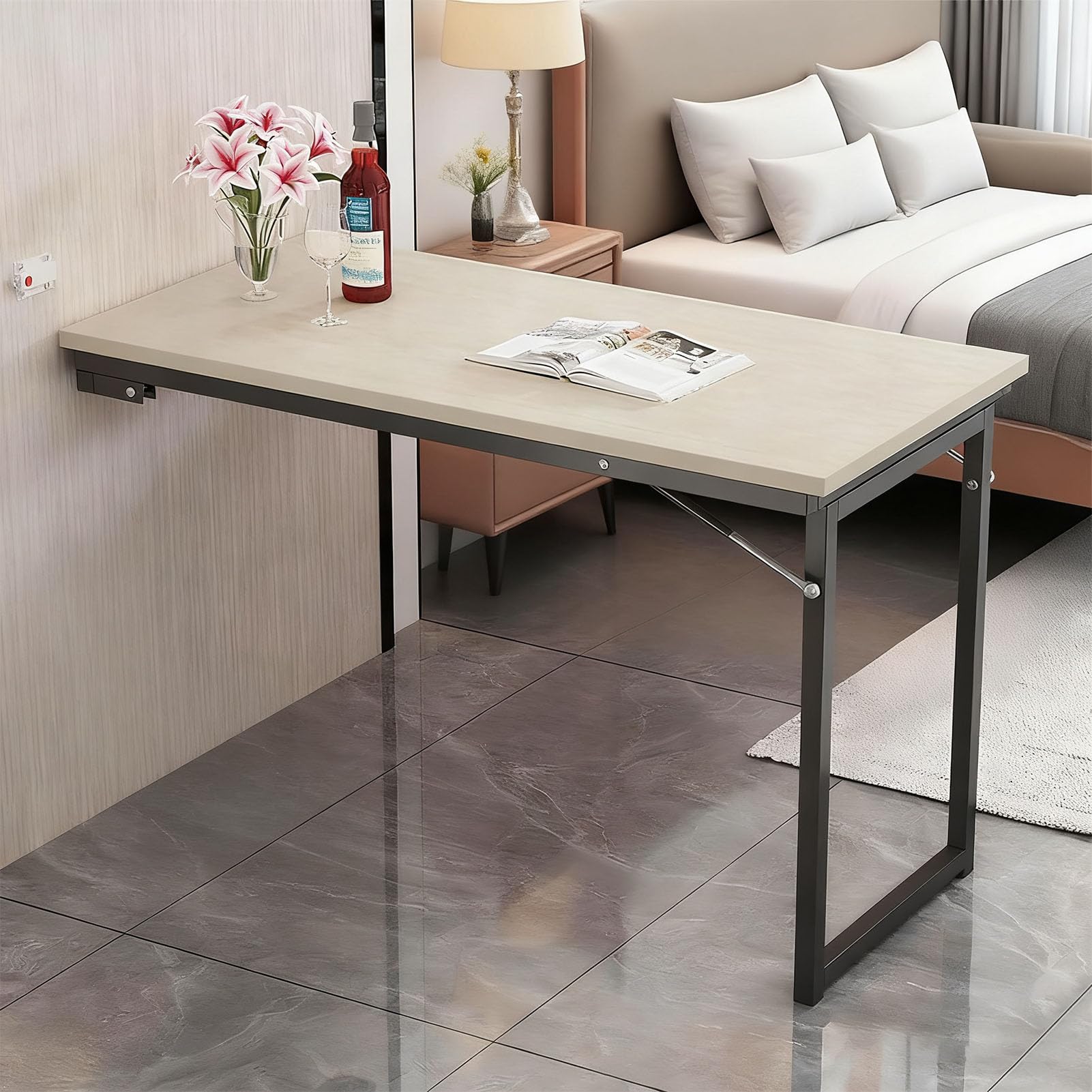 Table à feuille tombante bureau flottant robuste et établi suspendu gain de place