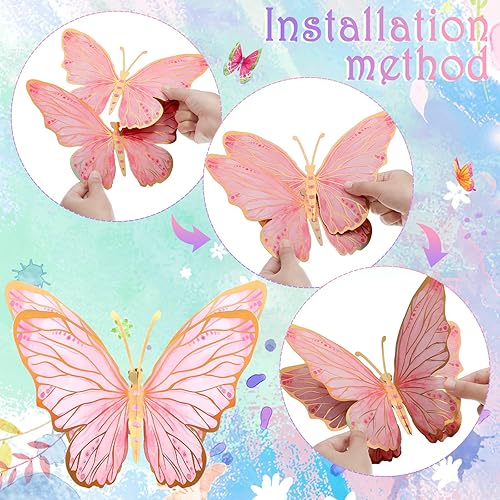 Miniatura 4 de 10 centros de mesa de mariposa para mesas decoraciones de fiesta de mariposa centros de mesa de mariposa decoración de pared para cumpleaños baby