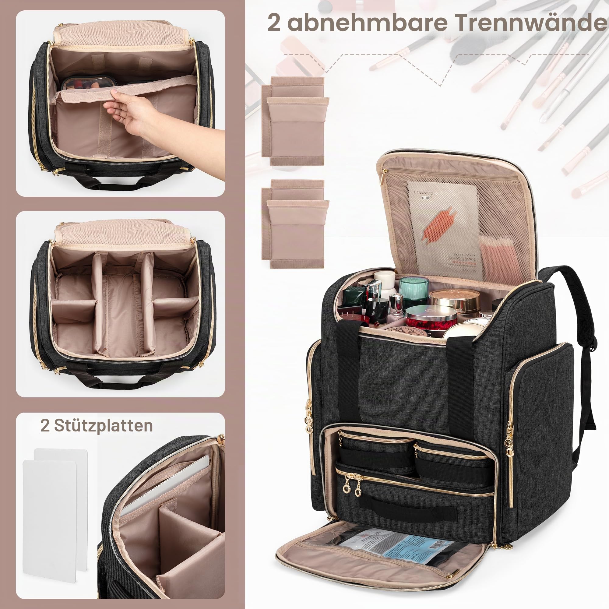 Luxja Kosmetikkoffer Rucksack, Make Up Tasche für Kometik