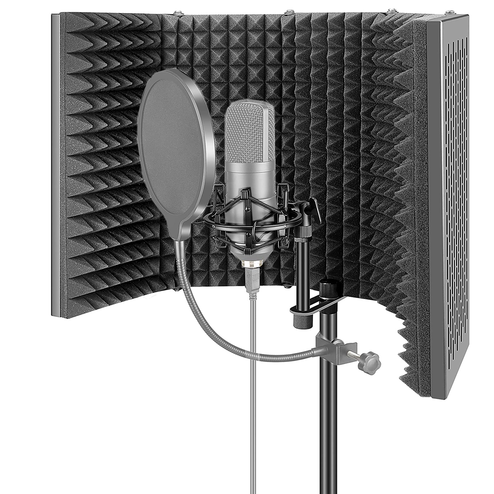 【新品／未使用】マイク分離シールド 折り畳み式 吸音材 楽天市場】マイク分離シールド リフレクションファイルター
