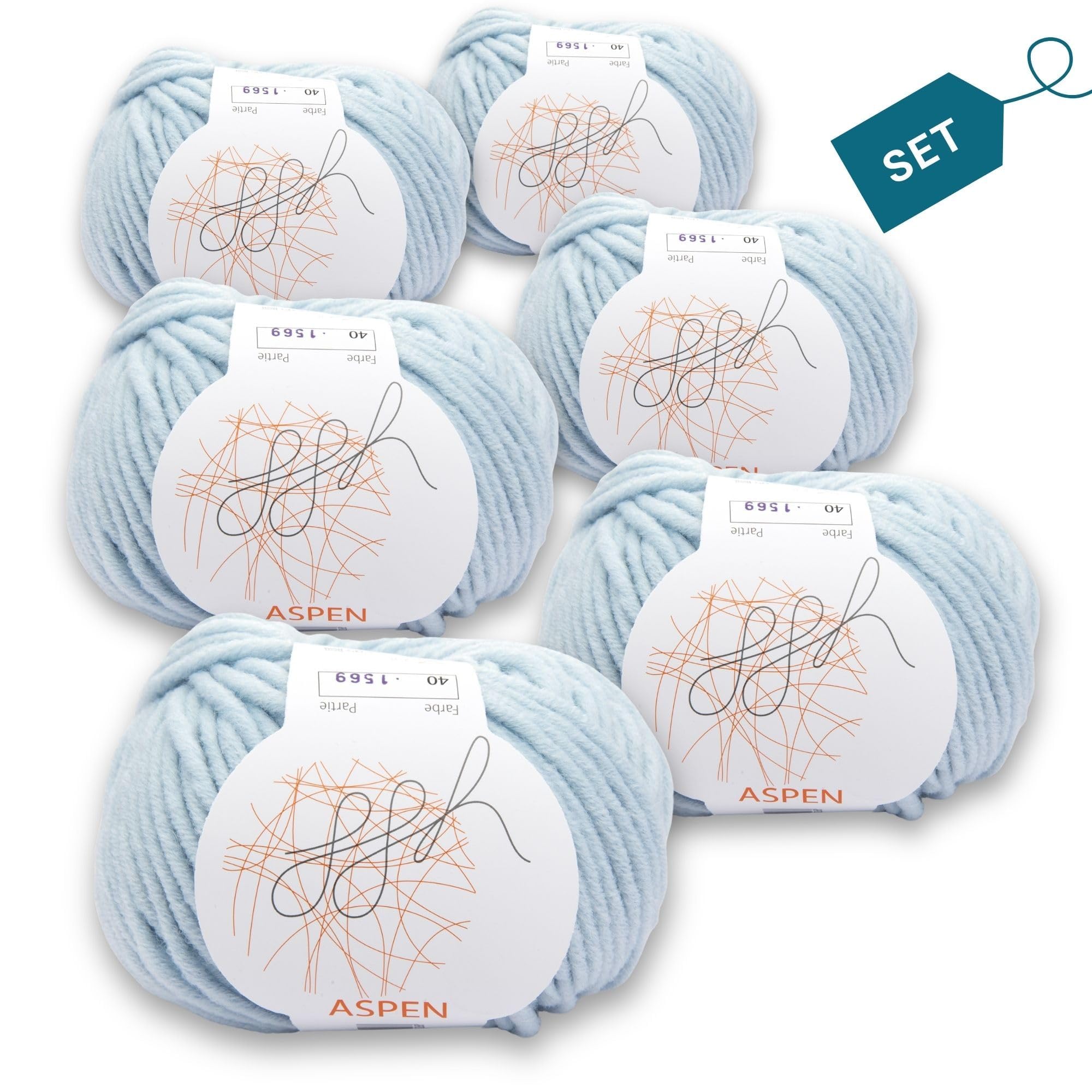 ggh Aspen Box - dicke Merinowolle Mischung - 6x50g Knäuel (insgesamt 300g) - zum Stricken oder Häkeln Farbe 040 - Silberblau