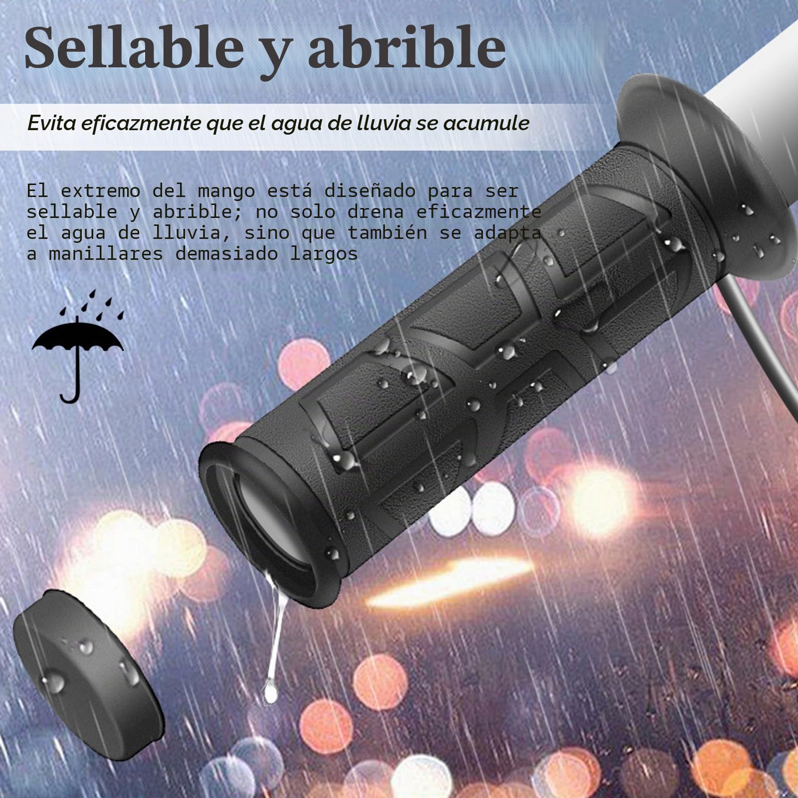 Puños Calefactables, Puños Calefactables ATV de 12 V, Sobregrip Calefactable para Motocicleta Ajustable de 3 Niveles, Puños Calefactables Impermeables con Control de Temperatura Inteligente