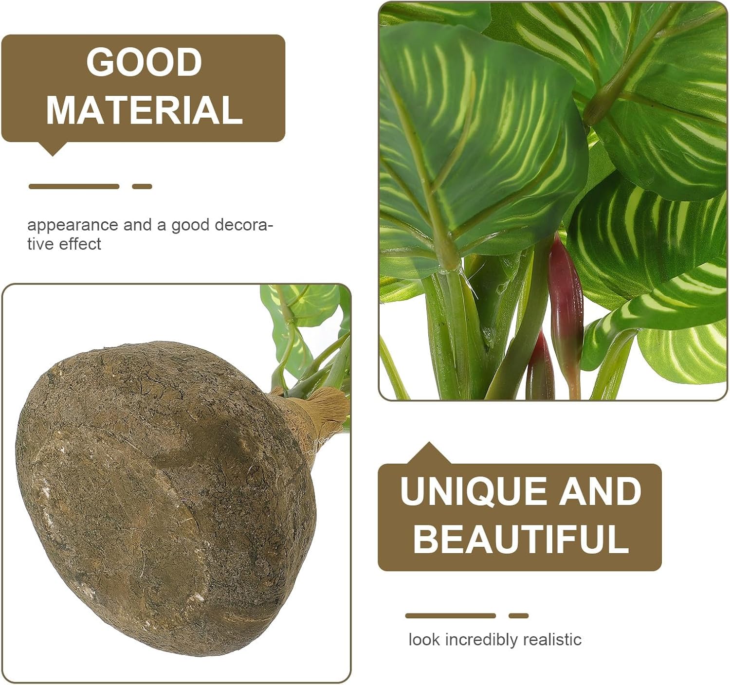 Zerodeko Artificial Green Leaf Bonsai Fake Potted Plant Simulated Greenery Paper Pulp Pot Home Office Faux Plant Table Décor