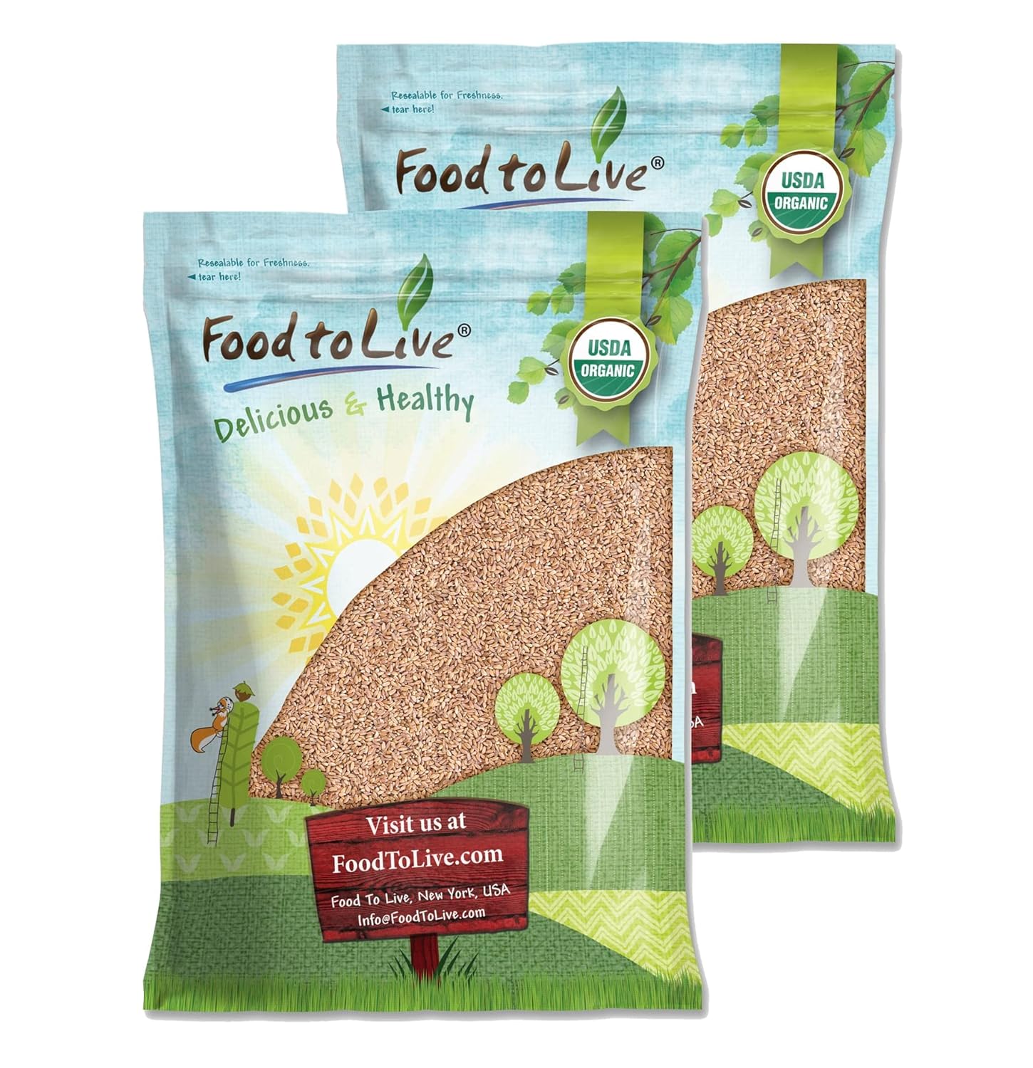Food to Live Organic Italian Pearled Farro, 22 Pounds