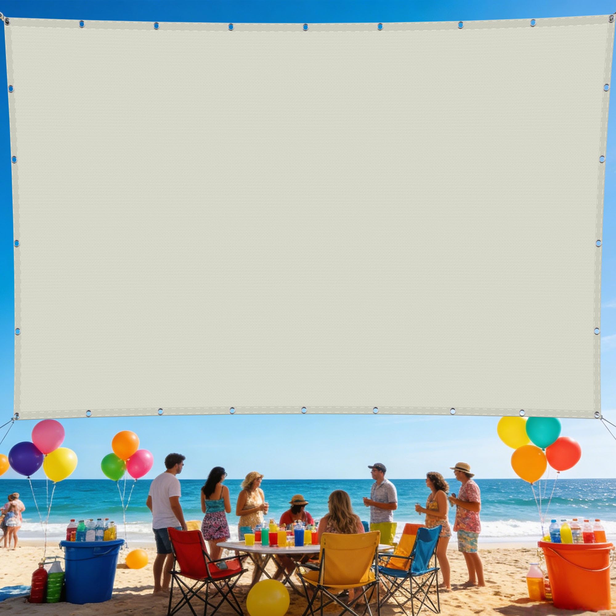 Voile d'ombrage imperméable et anti-UV protégeant votre grand patio