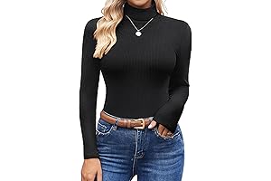 Women's Ribbed Turtleneck Pullover - Midweight Thermal Base Layer Top