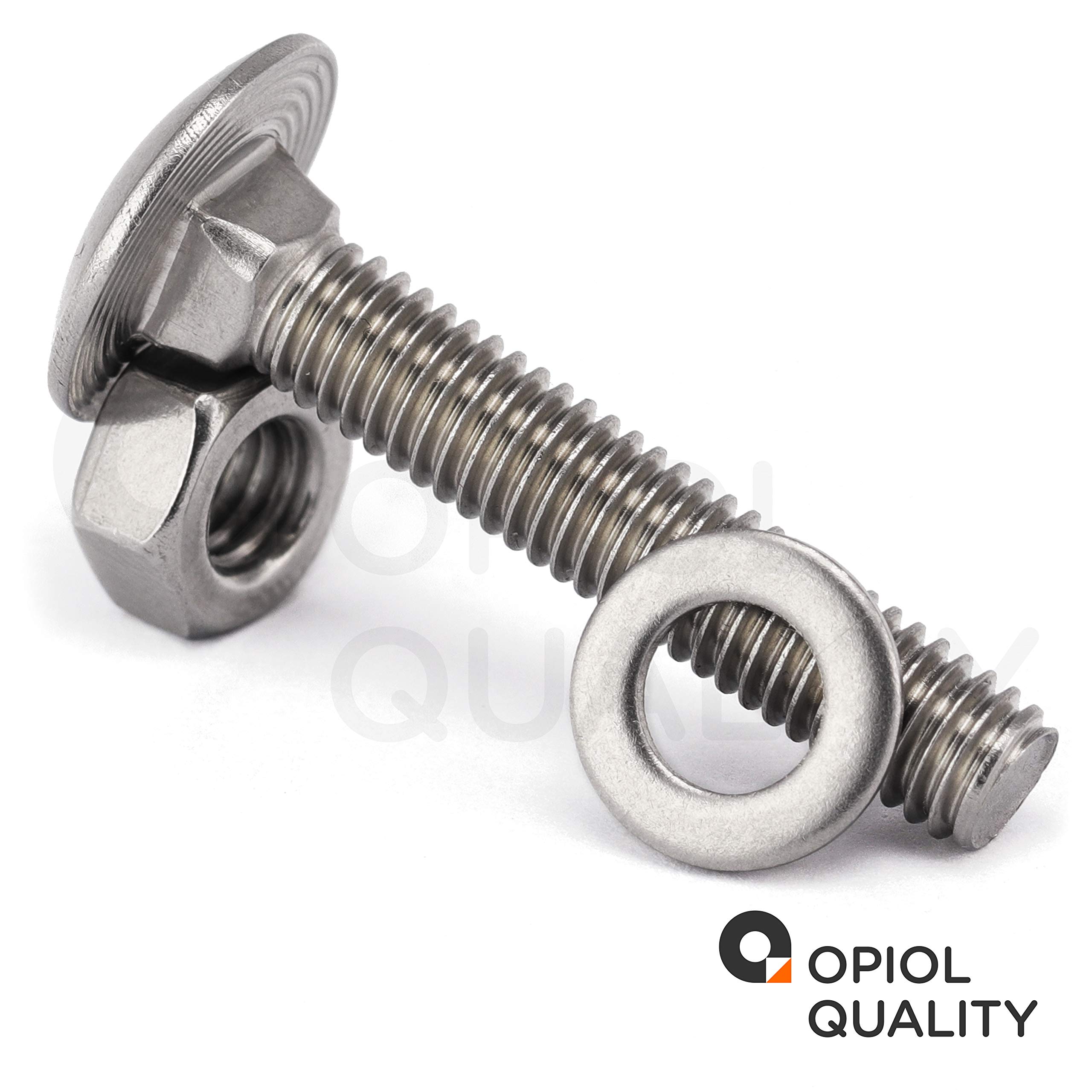 Schlossschrauben M10x100 mit Muttern und Unterlegscheiben M10 (25 Stück) aus Edelstahl A2 V2A Set DIN 603 / DIN 934 / DIN 125 Flachrundkopfschrauben Muttern Edelstahlschraubenset