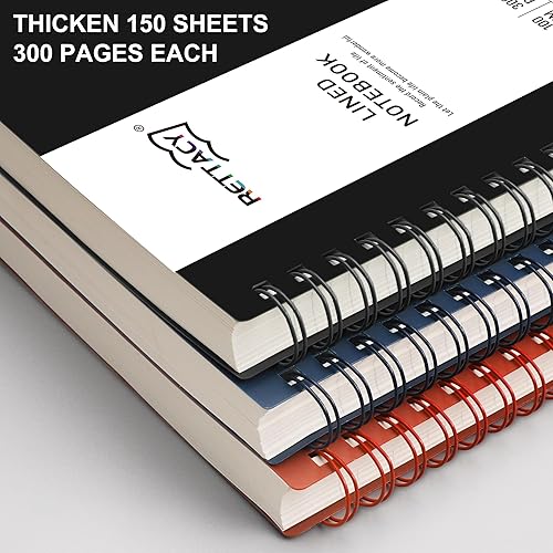 Miniatura 2 de RETTACY Cuaderno de espiral A5 con 300 páginas, cuaderno para escuela, trabajo, escritura, papel premium de 3.53 ozm sin ácidos, encuadernación de
