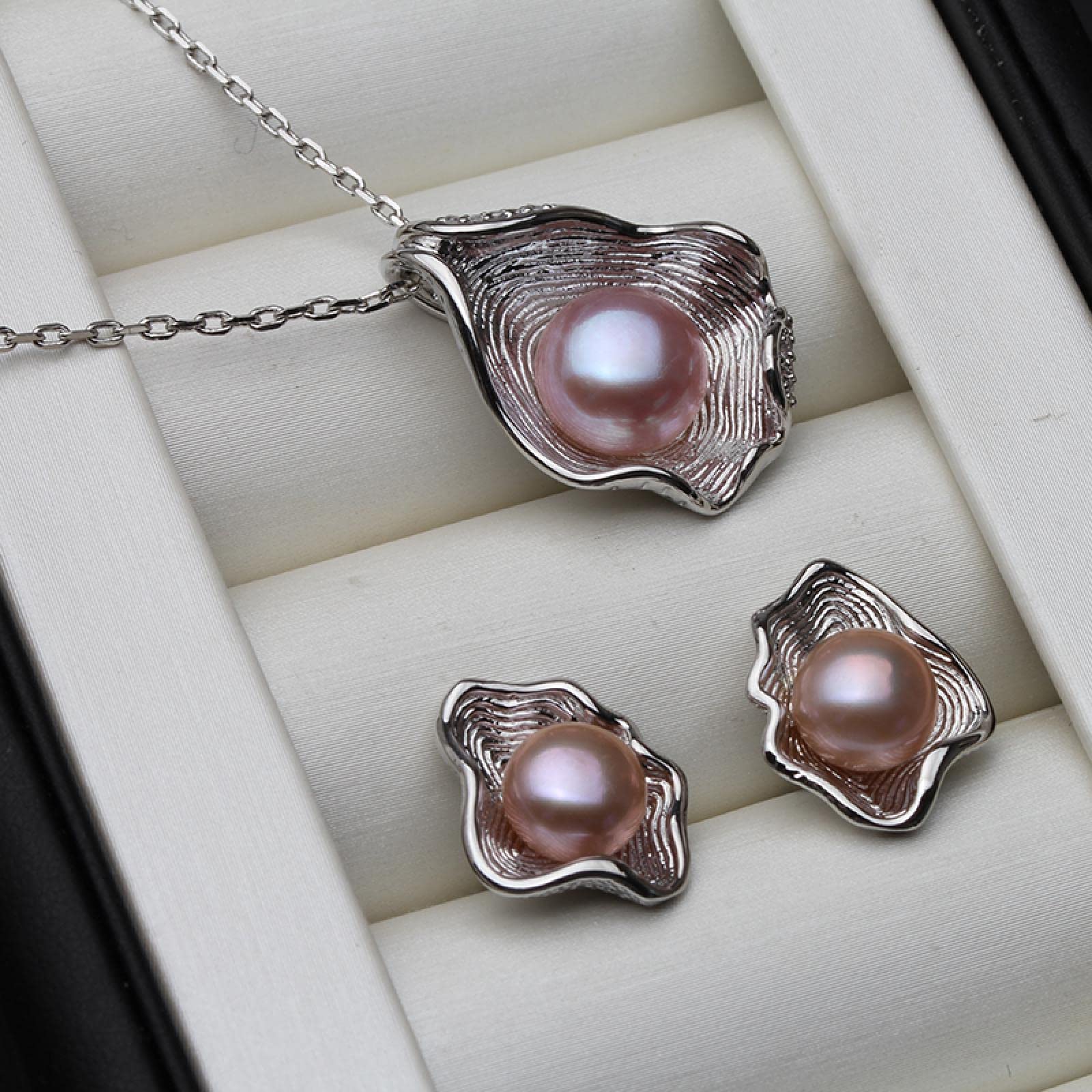 Perlenohrringe Damen Ohrringe Ohrstecker Schmuck Mädchen Geschenke Ohrhänger Trendige Süßwasser Natürliche Perle Halskette Und Ohrring Set Für Frauen Schöne Muschel Anhänger Schmuck Ju