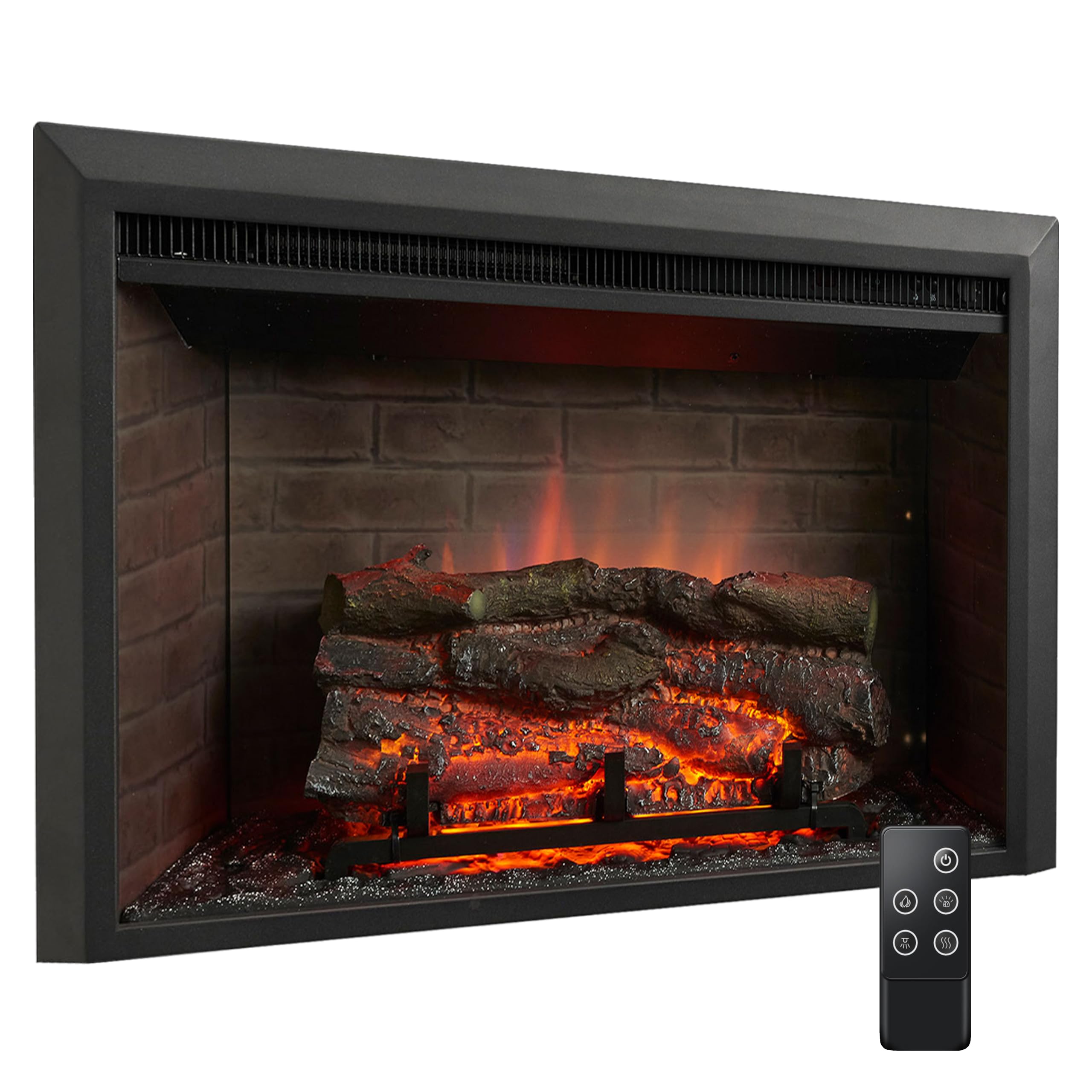 SimpliFire Electric Fireplace Insert, 32-Inch, Textured Logs, Remote Control, 1500W Heater (GI-32-ZC)