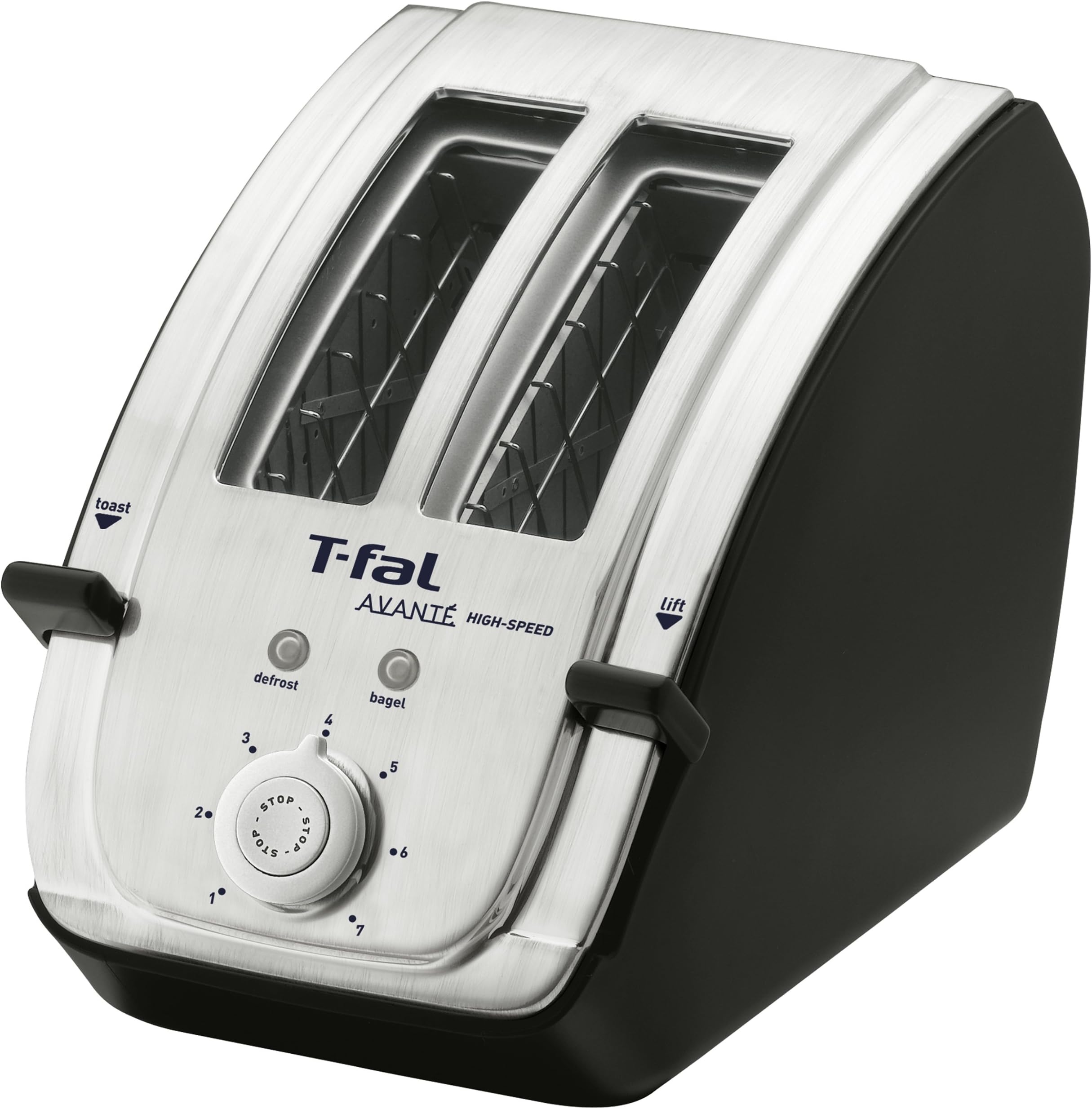 T-fal TT7061 Avante Deluxe 2-Slice Toaster with Bagel Function, Black