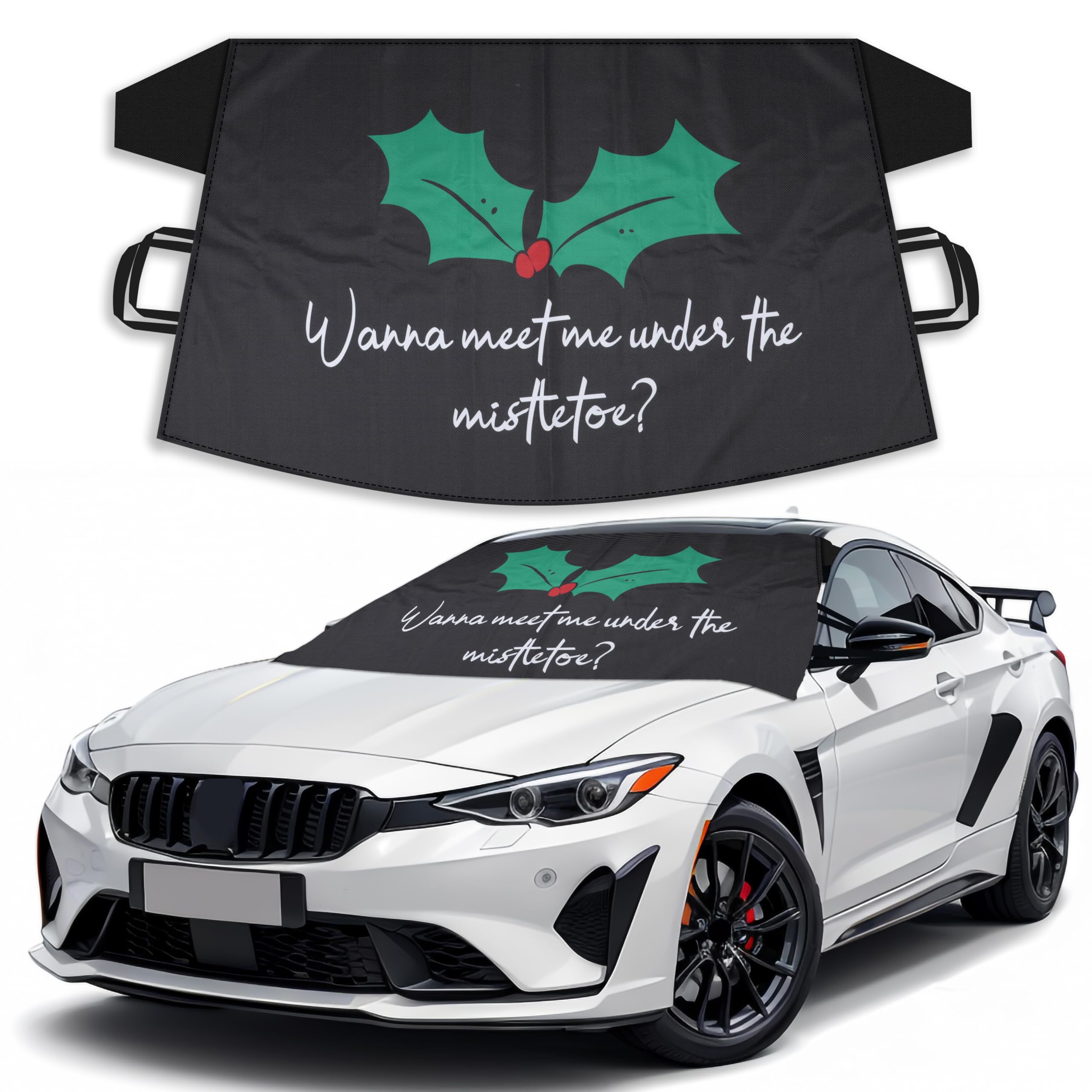 EcoNour Car Windshield Cover for Ice and Snow| Windshield Cover|600D Polyester Car Snow Cover|Water,Heat &amp; Sag-Proof Christmas Decor Car Accessories|Winter Windshield Covers|Medium 69"x42"