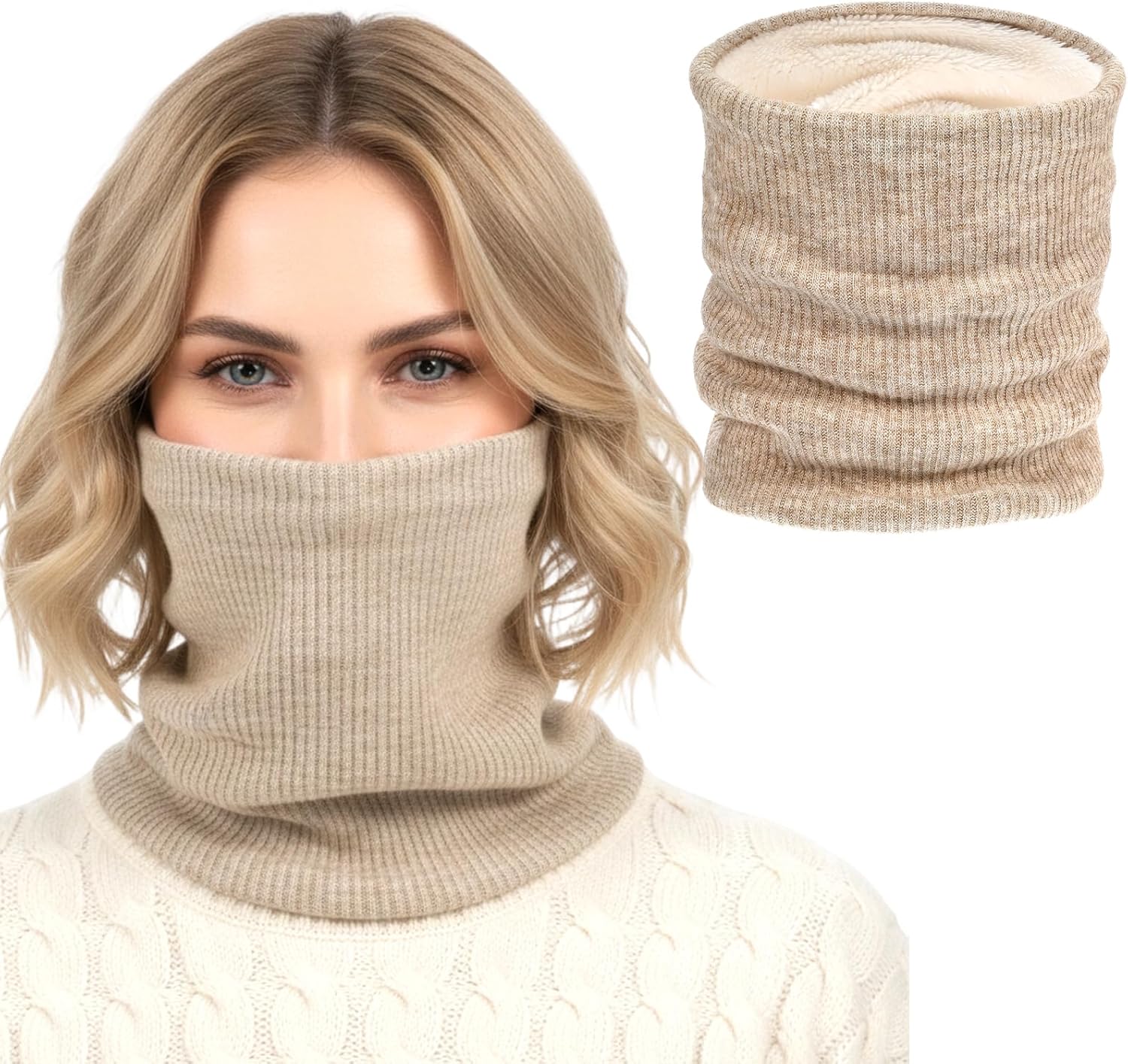 Grevosea Winter Neck Gaiter for Men Women, Thermal Fleece Neck Warmer, Double Layer Windproof Ski Mask Scarf for Cold Weather Sports Outdoor Grevosea Winter Neck Gaiter for Men Women, Thermal Fleece Neck Warmer, Double Layer Windproof Ski Mask Scarf for Cold Weather Sports Outdoor