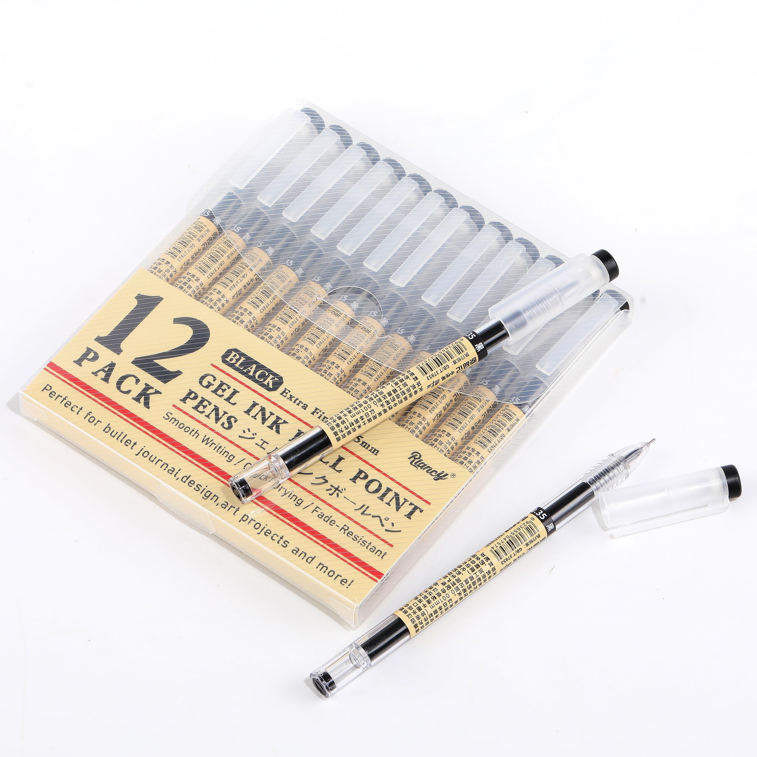 Bolígrafos de tinta de gel de estilo japonés de tinta líquida, bolígrafos de tinta de secado rápido de 0,35 mm, punta ultrafina, bolígrafo premium para oficina, escuela, suministros de