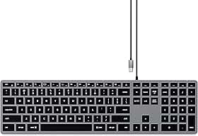 Satechi Teclado Slim W3 Iluminado com Cabo e Keypad Numérico - Teclas Iluminadas e conexão USB-C - Para M2/ M1 MacBook Pro/Air, M2/ M1 iPad Pro/Air, M2 Mac Mini, iMac M1