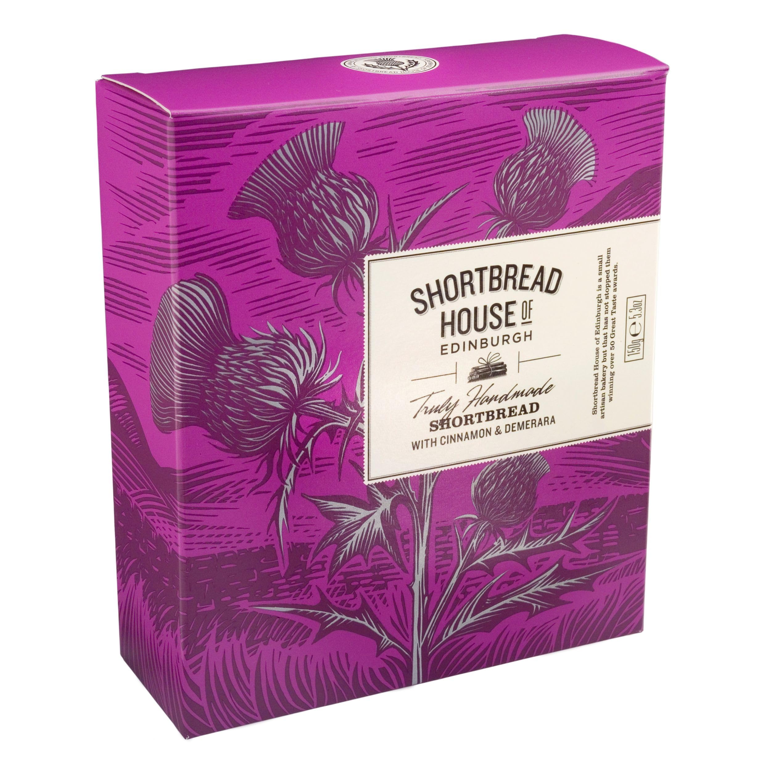 Shortbread House of Edinburgh | Handmade Mini Shortbread Biscuits with Cinnamon and Demerara Sugar | 150g Box