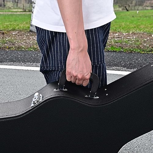 Miniatura 8 de ZeHuoGe Caja rígida de madera con cerradura para guitarra acústica de 41 "Dreadnought PU Surface US Delivery