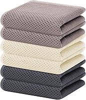 Vista 229 de Homaxy Paños de cocina de 100% algodón con tejido de gofre, ultra suaves, absorbentes, de secado rápido, 12 x 12 pulgadas, paquete de 6, albaricoque