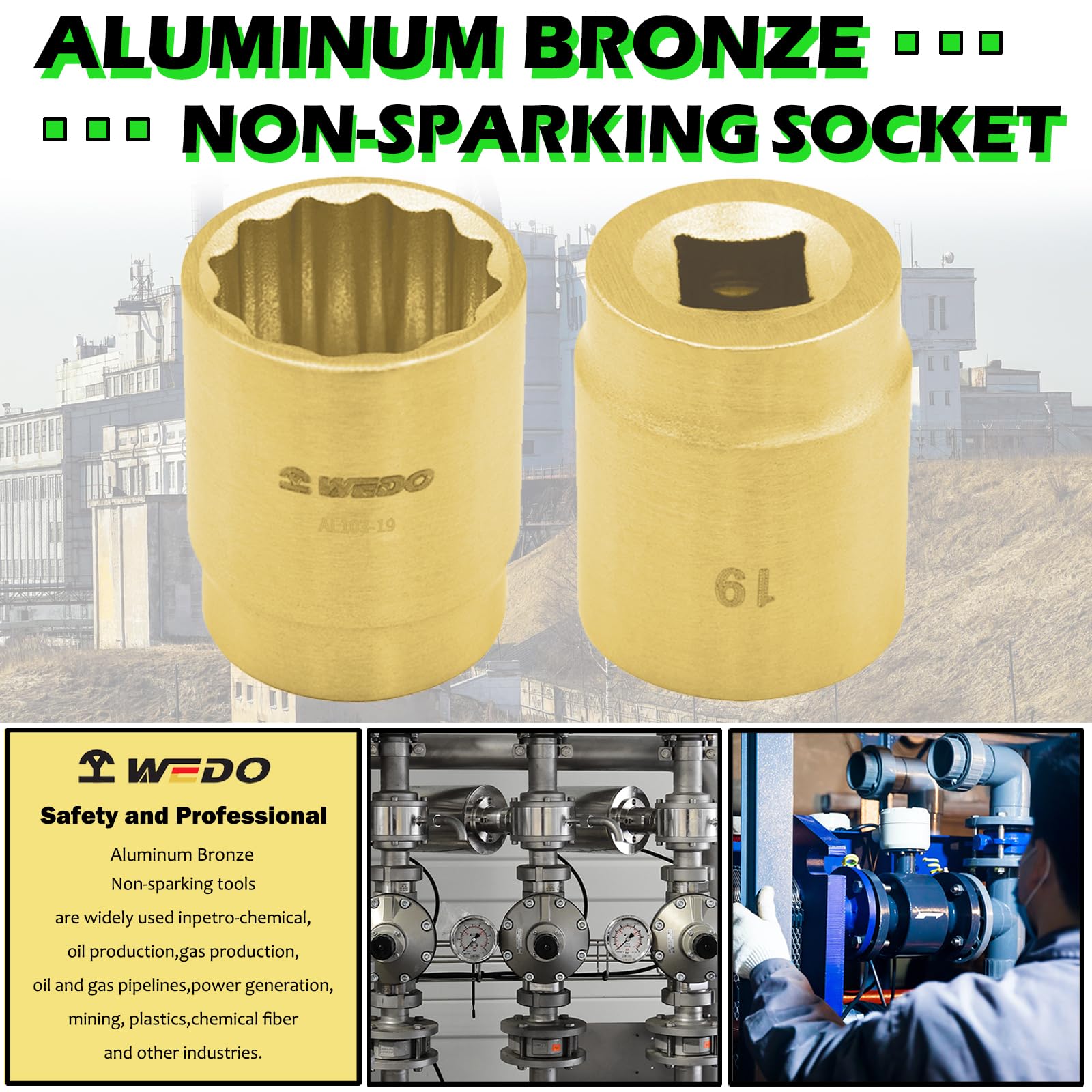 Aazon.co: WEDO Non-sparking Shallow Ipact Socket,3/8-Inch Drive X 9/16-Inch Deep,12-Point - View #6