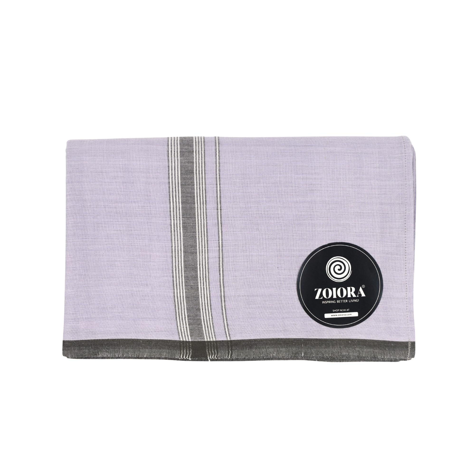 Premium Pure Cotton Lungi for Men (1.90 x 1.28 Meters) | Light Lavender Woven Dhoti | Traditional Cotton Mundu | Handwoven Ethnic Wear | Hem-Stitched Single Lungi-image-31