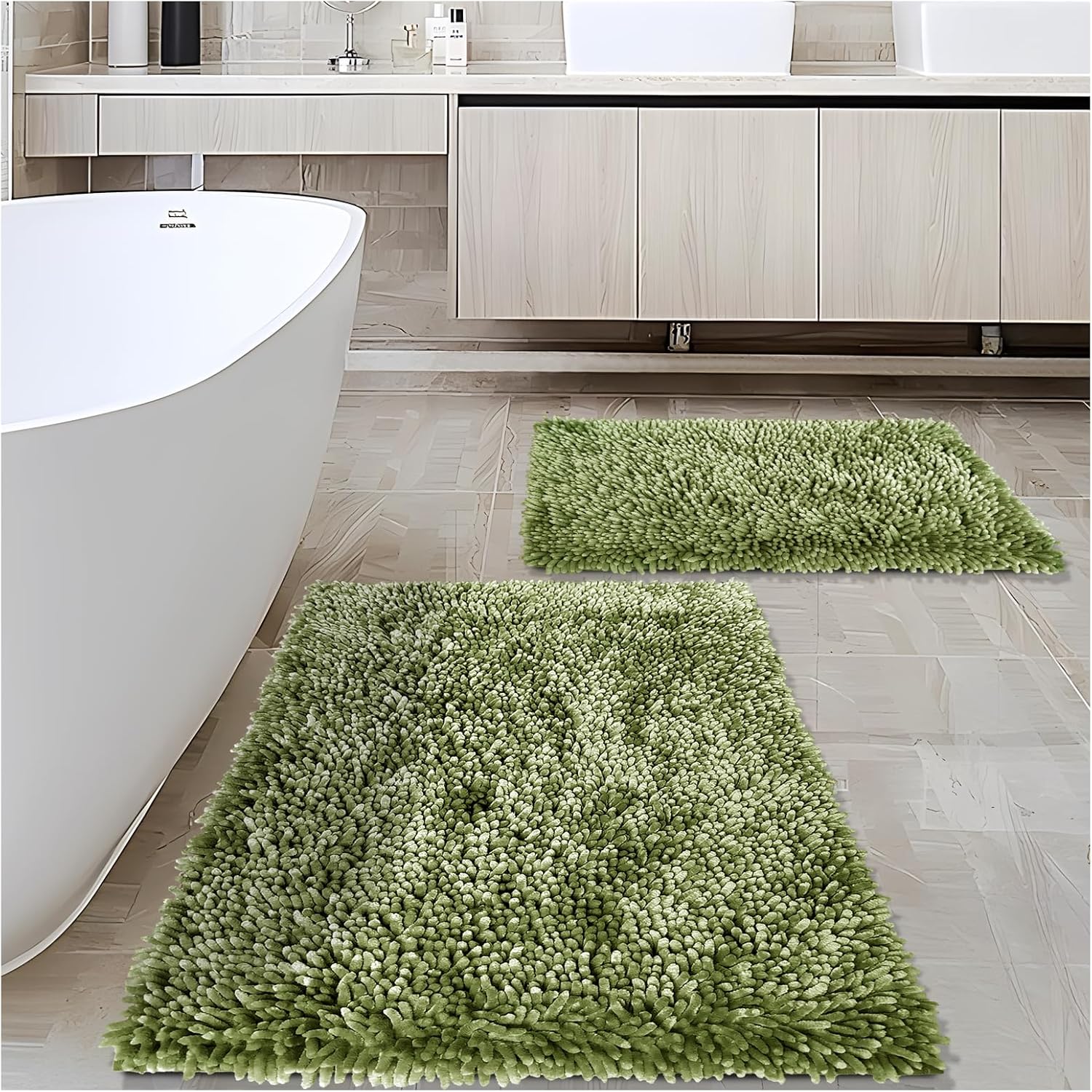 Amazon.com: LUEOMRRO Green Bathroom Rugs Sets 2 Pieces Non Slip ...