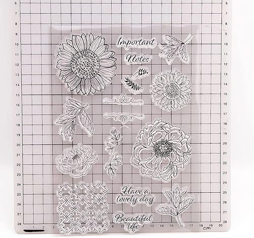 Miniatura 6 de Qoiseys Daisy - Juego de sellos y troqueles transparentes de silicona para hacer tarjetas, plantillas de corte de metal para álbumes de recortes,