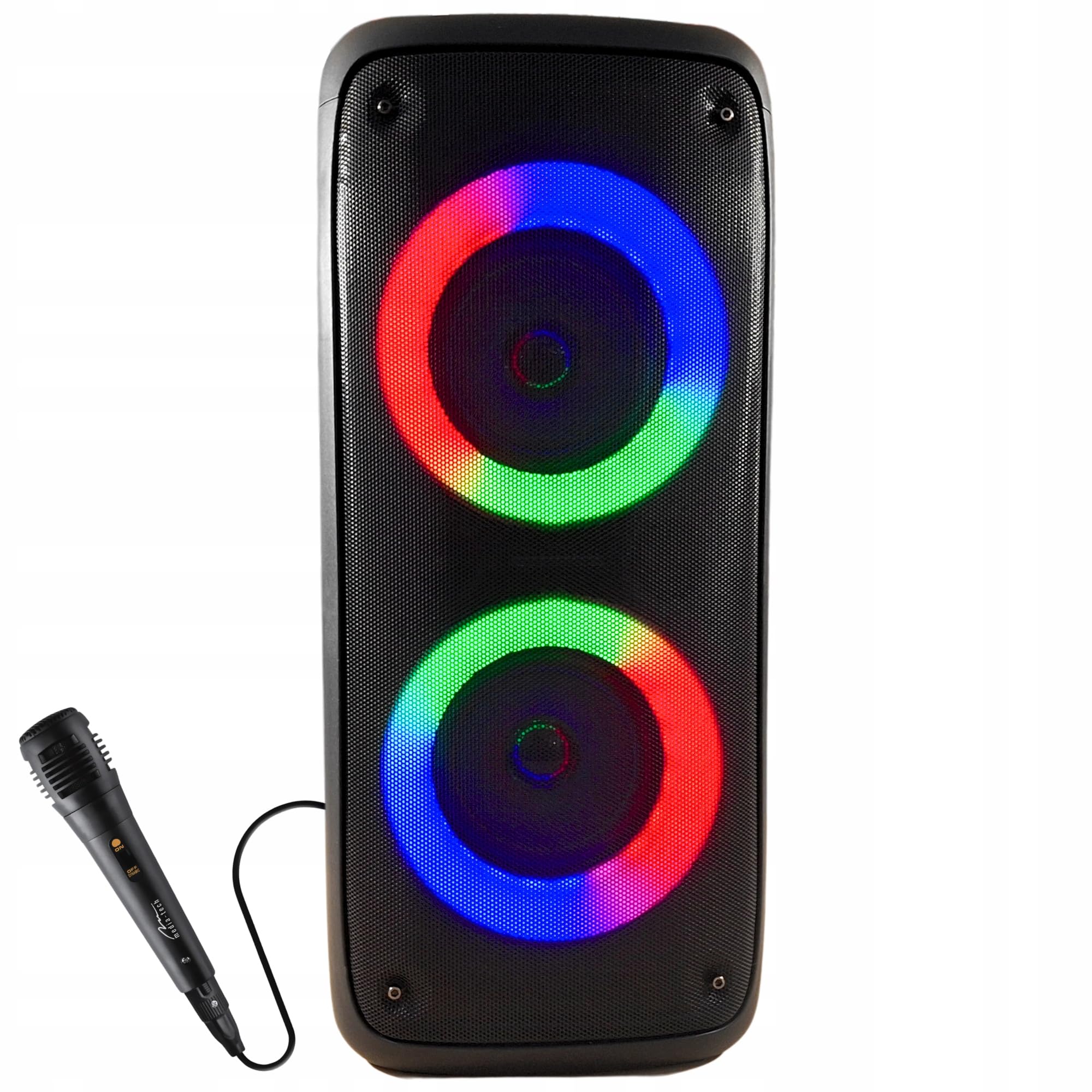 Media-Tech FUNBOX BT MT3181 Karaoké Enceinte Bluetooth Portable avec Microphone Bluetooth 40 W RMS, Prend en Charge Les Cartes Micro SD, éclairage Couleur RVB