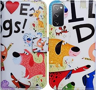Bcov Galaxy S20 FE 5G Case, Colorful Cute Dogs Leather Flip Case Wallet Cover with Card Slot Holder Kickstand for Samsung Galaxy S20 FE 5G / S20 Fan Edition