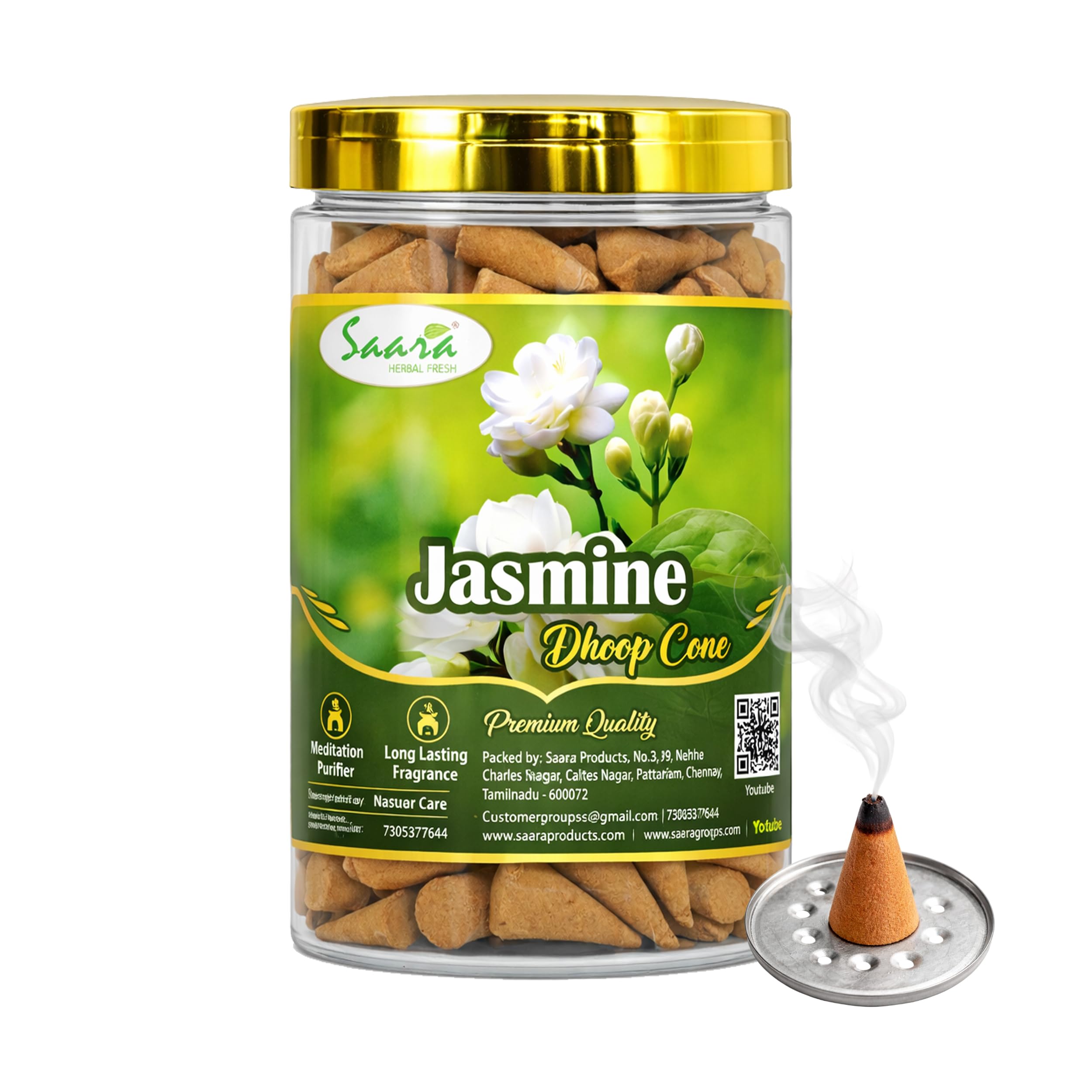 Jasmine Flavour Dhoop Cone for Pooja, 25 Nos | Dhup Batti with Holder | Agarbatti | Incense | Sambrani-image-27