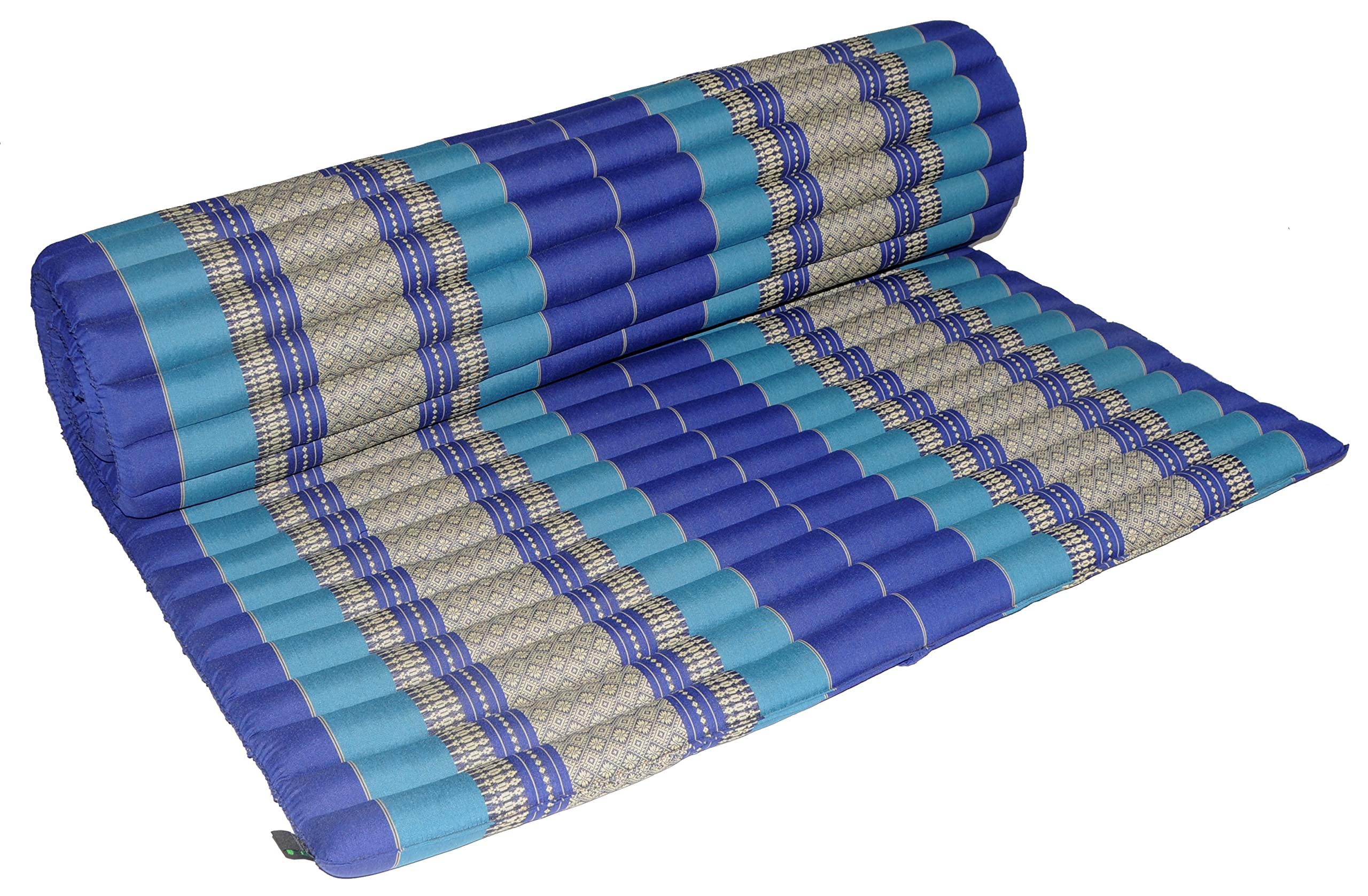 Namesakes UK -Thai Massage Mattress 200 x 105cm - Kapok Filling – Roll up floor mattress - Yoga Mat for relaxation meditation or sleeping – Blue Dark Blue