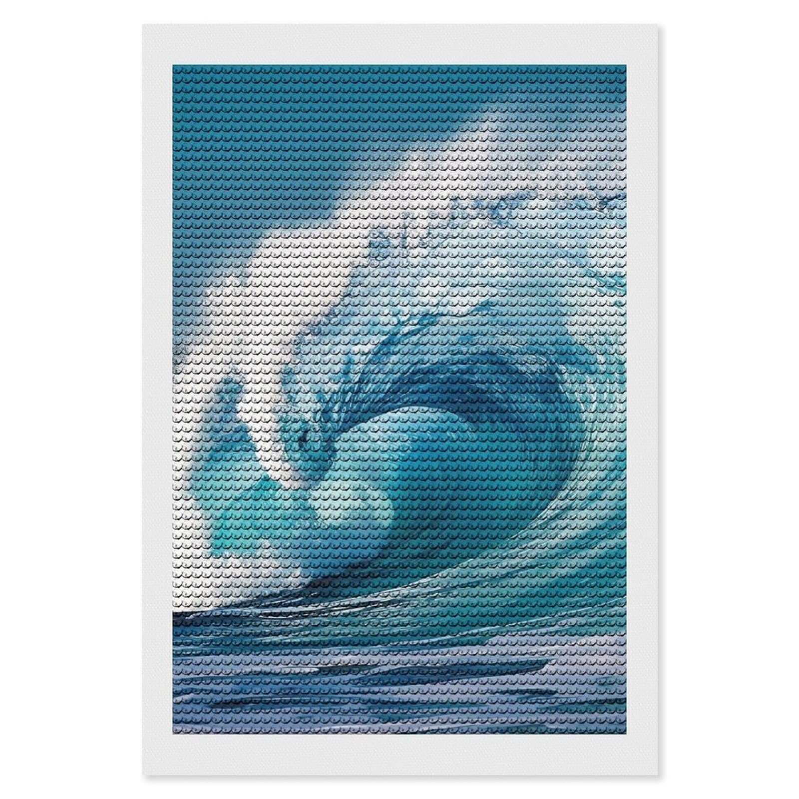 FodPand Diamond Art Kits for Adults, 5D Aurora Diamond Painting Kits for Beginners, Sea Wave DIY Full Drill Dots Gem Art Paint Crafts for Home Wall Decor 8"x12"