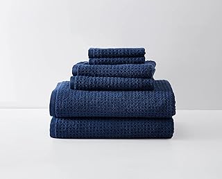 Bath Towels Set, Highly Absorbent Cotton Bathroom Decor, Low Linting & Fade Resistant (Nothern Pacific Bay Blue, 6 Piece)