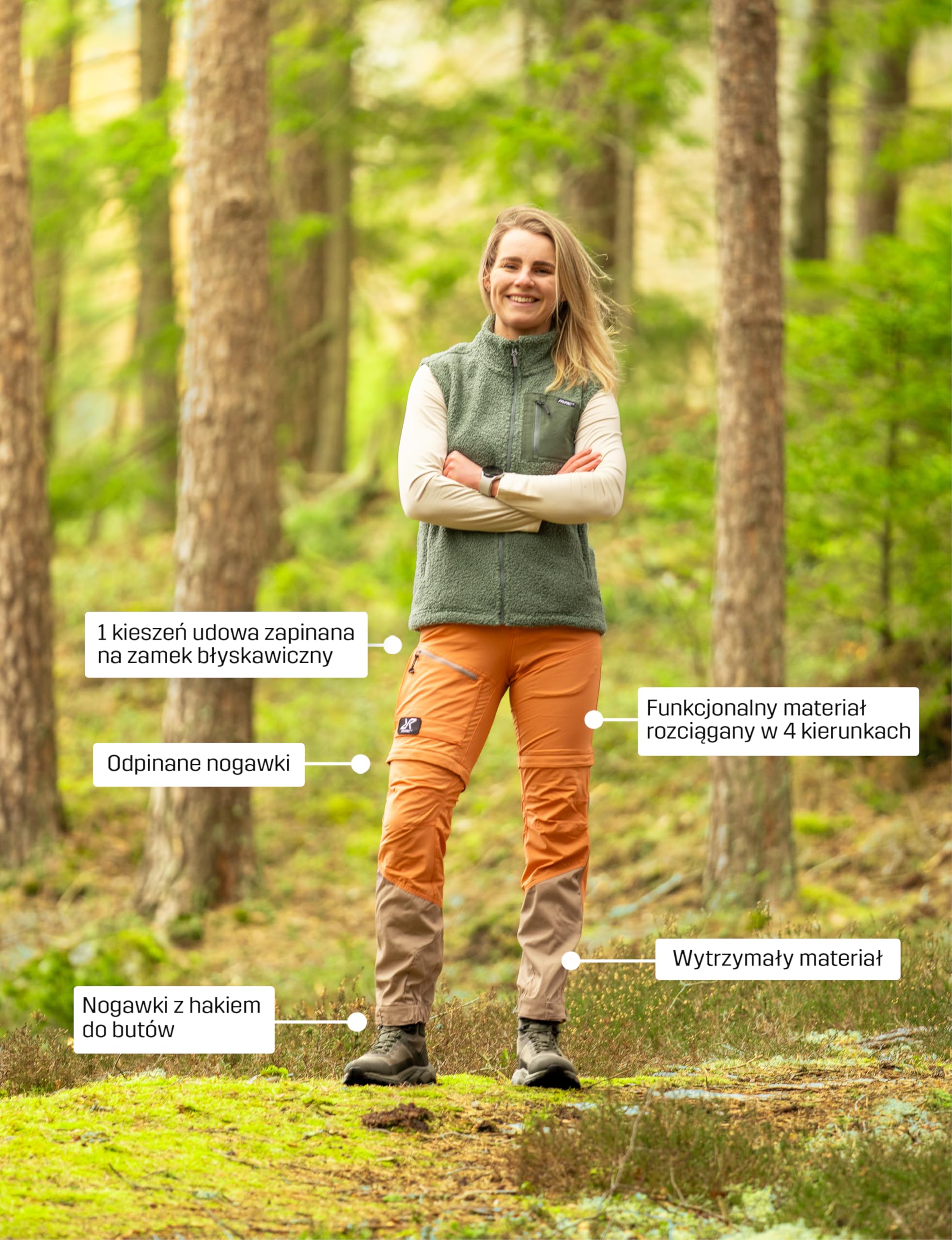 RevolutionRace Range Pro Stretch T Zip-Off Pants Damskie, Spodnie turystyczne do aktywności na świeżym powietrzu