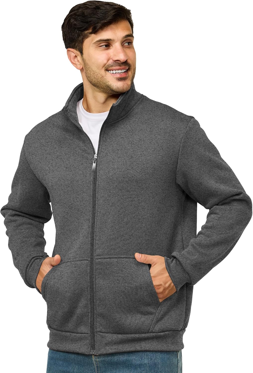 Men's Fleece Jacket Casual Zip up Lightweight Sweatshirts Athletic Outdoor Sweater Jackets with Pockets - Image 7