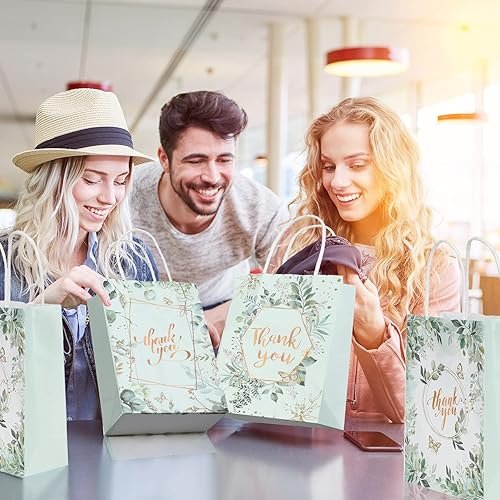 Miniatura 6 de 48 bolsas de regalo de agradecimiento, diseño floral, bolsas de agradecimiento pequeñas de papel kraft de agradecimiento para negocios, compras,