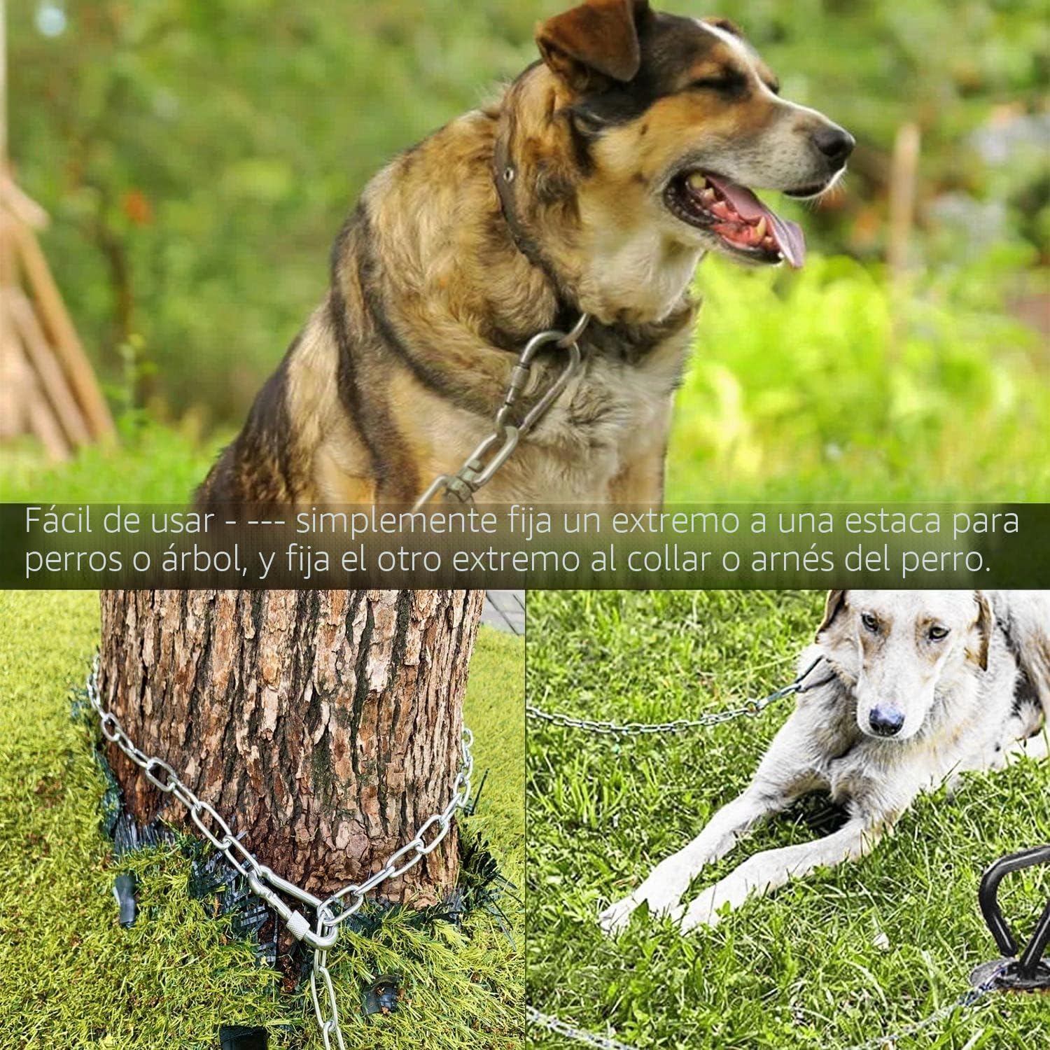 Cadenas de Perro de 25 pies para Exteriores, Correa de Cadena Pesada Ideal para Perros pequeños a Grandes de hasta 125 Libras, Cadena Larga a Prueba de masticación para Patio, Camping o Viajes